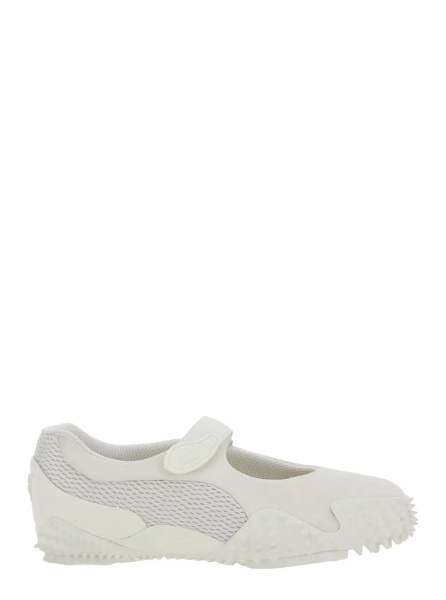 Sneakers 'Mostro Fey' White Sneakers with Touch-Strap Closure and Rubber Sole with Cleats in Suede and Mesh Man