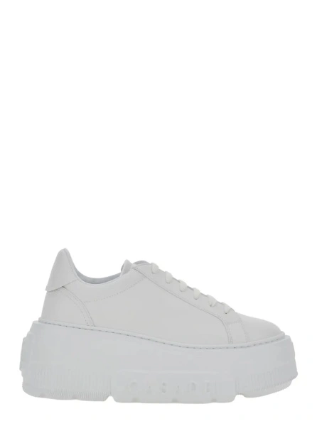 Sneakers 'Nexus' White Sneakers with platform and logo lettering on the side in leather for women