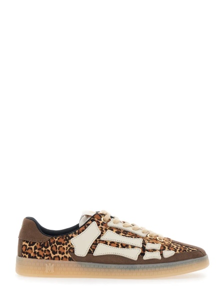 Sneakers 'Pacific Bones' Brown Low Top Sneakers with Logo Patch on the Tongue and Leopard Motif in Suede for Men