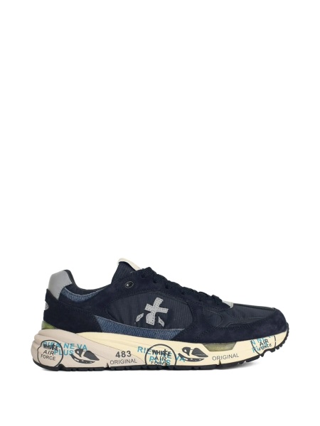 Sneakers Premiata albastri din piele intoarsa si material textil