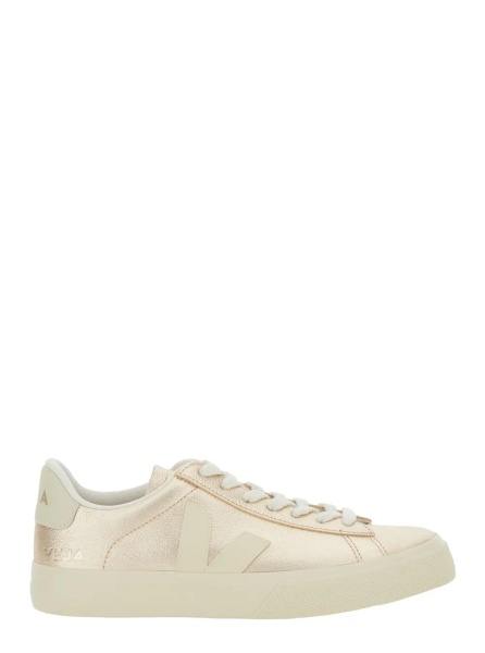 Sneakers Sneaker 'Campo' with Contrast Heel with Lettering Logo and Logo Patch on the Side in Metallic Leather Unisex