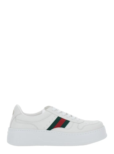 Sneakers Sneaker with Web Detail and Oversized Sole in White Leather for Men