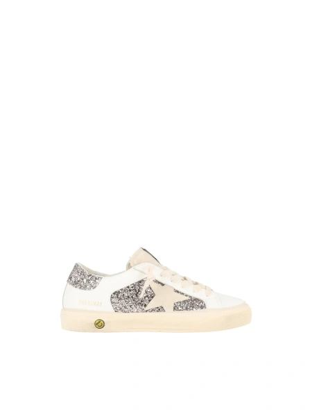Sneakers SNEAKERS MAY LEATHER AND GLITTER UPPER SUEDE STAR GLITTER HEEL OPTIC WHITE/CINDER/SEED PEARL
