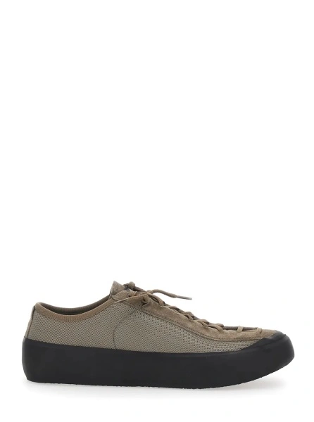 Sneakers Stone Island maro din piele intoarsa si plasa