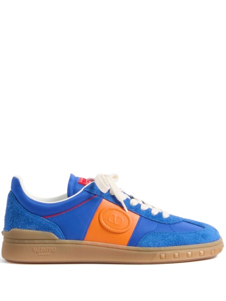 Sneakers Valentino Garavani Rockstud albastri din piele si piele intoarsa