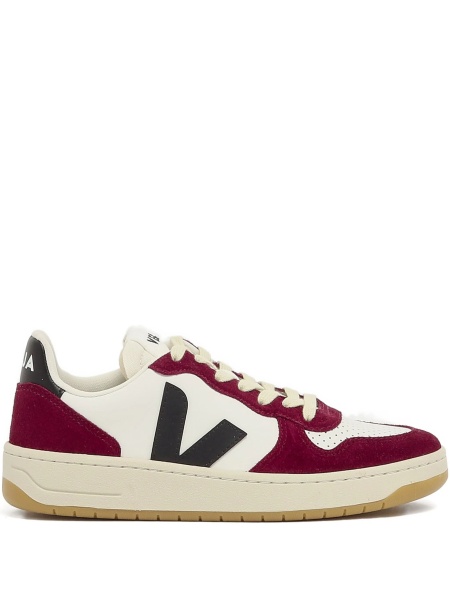 Sneakers VEJA rosii din piele si piele intoarsa