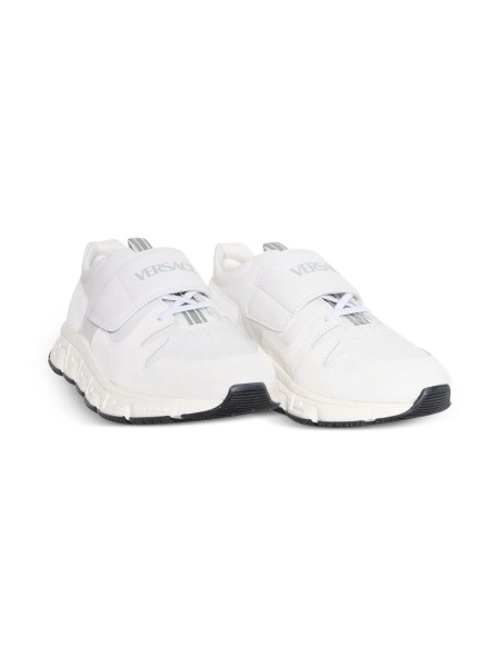 Sneakers Versace albi din piele si polyester
