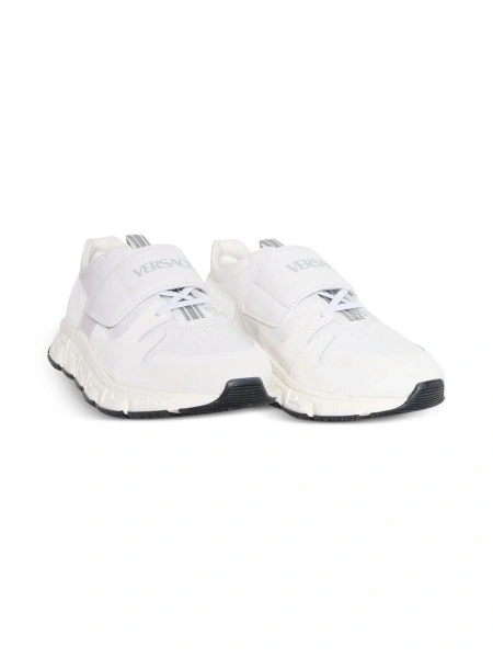 Sneakers Versace albi din piele si polyester