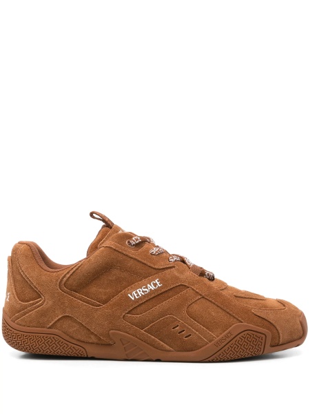 Sneakers Versace maro din piele si material textil