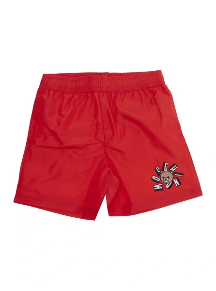 Sorturi red Swim shorts with elasticated waist and logo on the front in tech fabric boy
