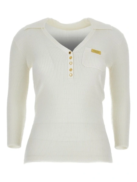 Top tricotat Elisabetta Franchi alb