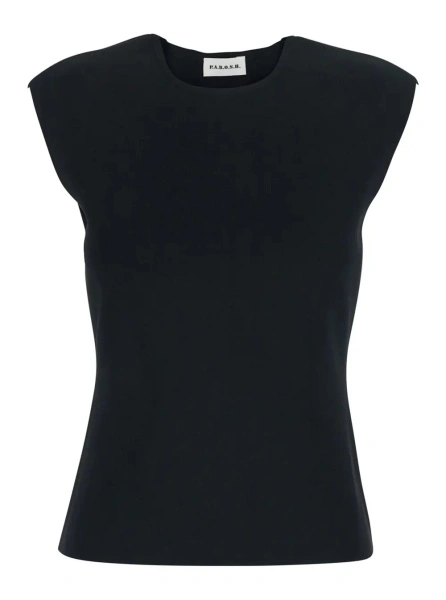 Topuri P.A.R.O.S.H. Black Top with Round Neck and Short Design in Viscose Blend Women