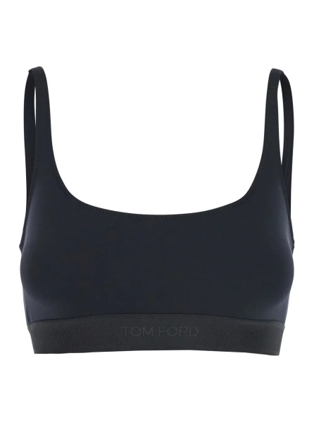 Topuri Top Bralette 'Brj016jex166l' with Wide Neckline and Logo Lettering on the Front in Black Stretch Modal for Women