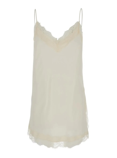 Topuri White 'Lace' Camisole with Lace Details - Viscose - Women