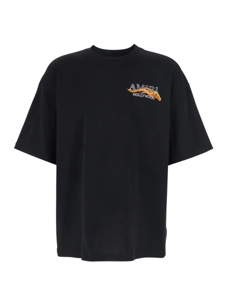 Tricou AMIRI negru din bumbac cu logo imprimat fata si spate