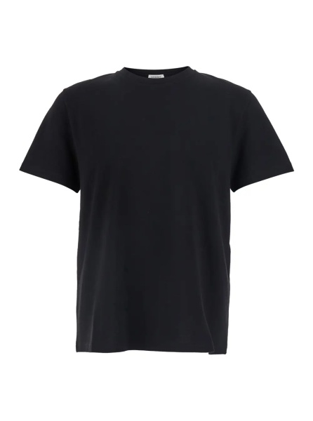 Tricou Black Crew Neck T-Shirt with Embroidered Logo on the Back in Cotton for Men