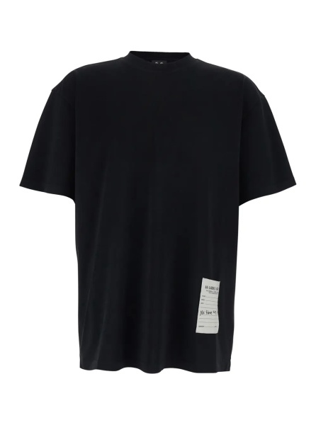 Tricou Black Crew Neck T-Shirt with Logo on Front and Back in Cotton for Men