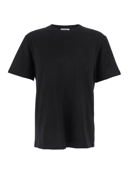 Tricou Black Crewneck T-Shirt with Logo Patch on the Rear in Cotton Man