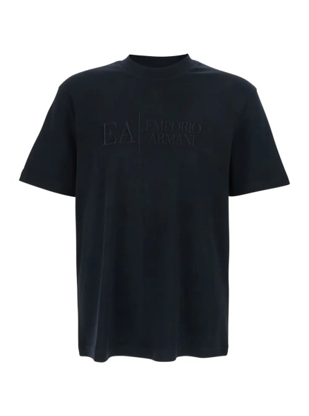 Tricou Black T-Shirt with Embroidered Lettering Logo on the Front for Men