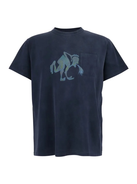 Tricou Blue T-shirt with front print in cotton man