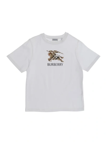 Tricou Burberry Kids alb din bumbac