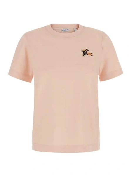 Tricou Burberry roz din bumbac
