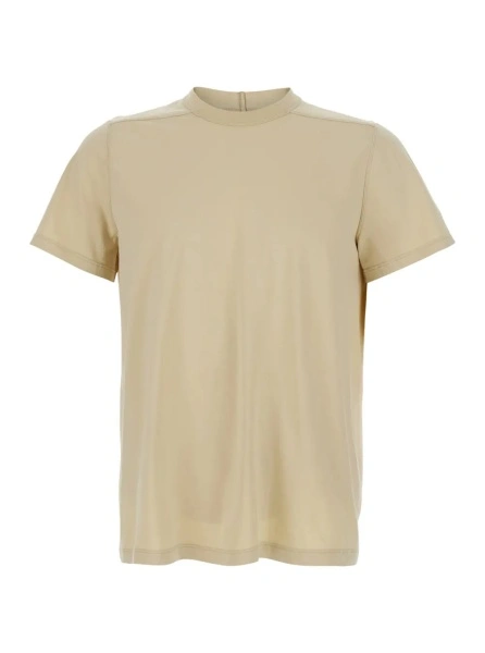 Tricou Crew Neck T-Shirt with Tone-on-Tone Stitching in Beige Cotton for Men