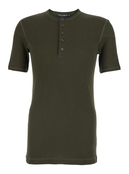 Tricou Dolce & Gabbana verde din bumbac 'Serafino'