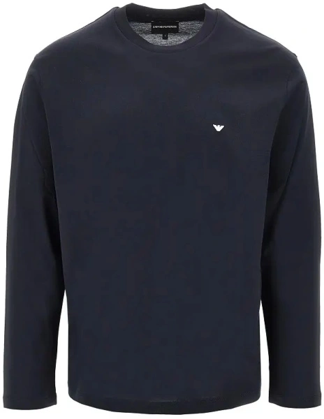 Tricou Emporio Armani albastru din lyocell si bumbac
