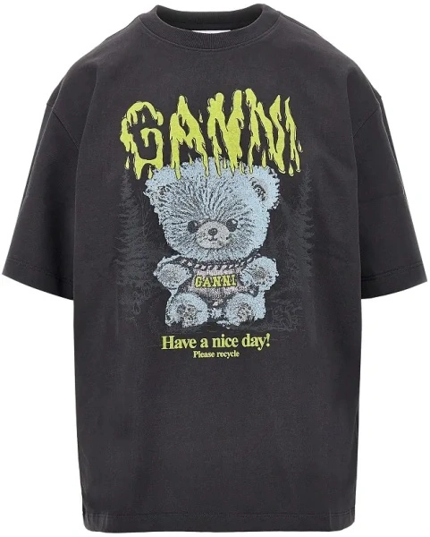 Tricou Ganni negru 'Forest Teddy'