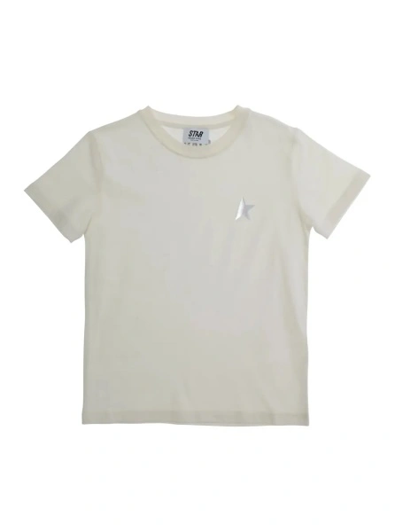 Tricou GOLDEN GOOSE KIDS alb din bumbac