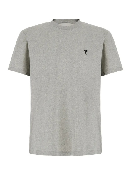 Tricou Gray Crew Neck T-Shirt with ADC Embroidery on the Front in Cotton for Men