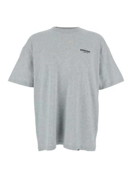 Tricou Gray T-Shirt with Logo on the Front and Maxi Logo on the Back in Cotton for Men