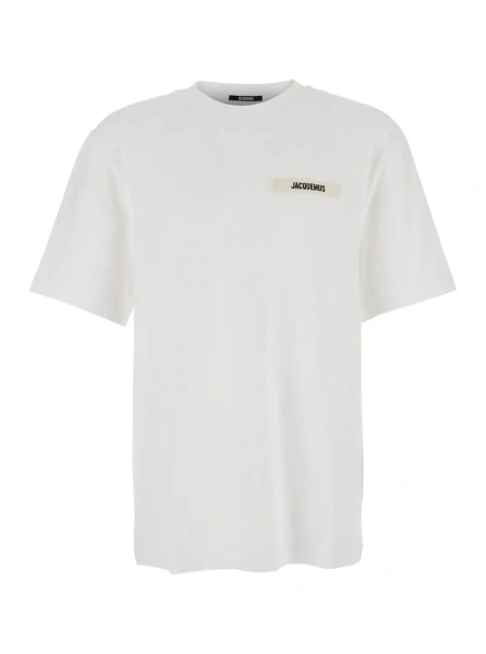 Tricou JACQUEMUS alb din bumbac 'Le T-Shirt Gros Grain'