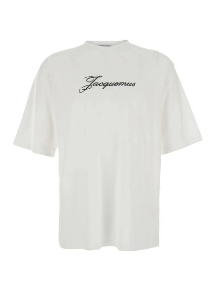 Tricou JACQUEMUS alb din bumbac 'Le T-Shirt Jacquemus'
