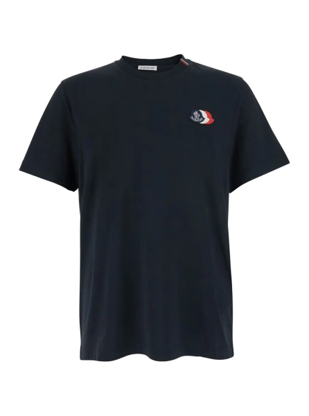 Tricou Moncler albastru din bumbac