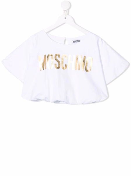 Tricou Moschino alb din bumbac si spandex/elastan