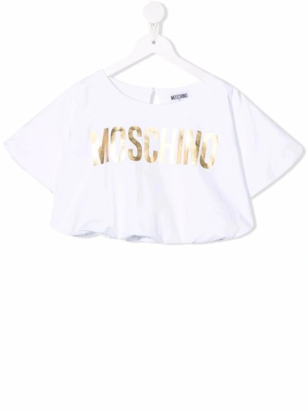 Tricou Moschino alb din bumbac si spandex/elastan