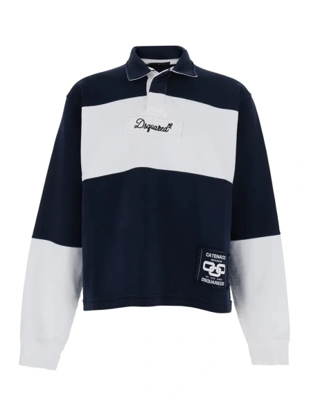 Tricou Multicolor Long-Sleeve T-Shirt with Patch Logo on the Front in Cotton for Men