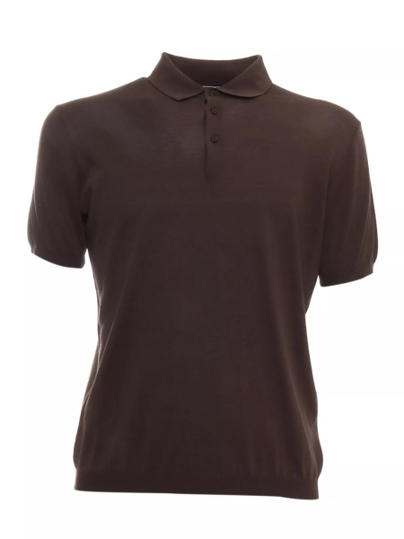 Tricou Polo Coffee cotton silk polo shirt.