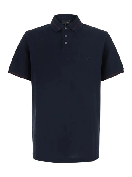 Tricou polo Emporio Armani albastru din bumbac