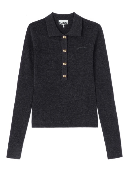 Tricou Polo Ganni gri