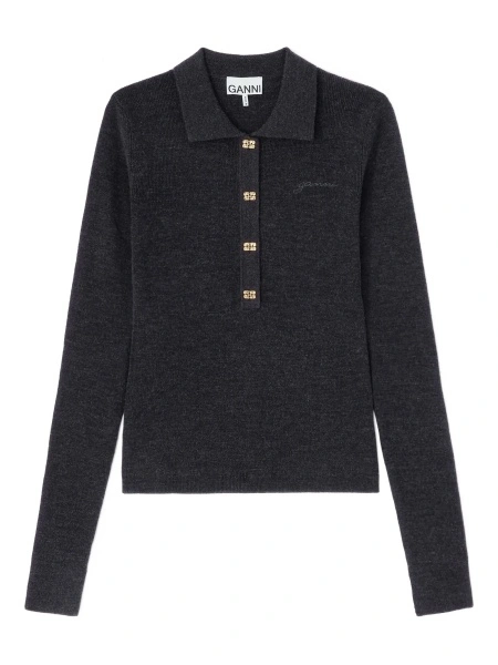 Tricou Polo Ganni gri