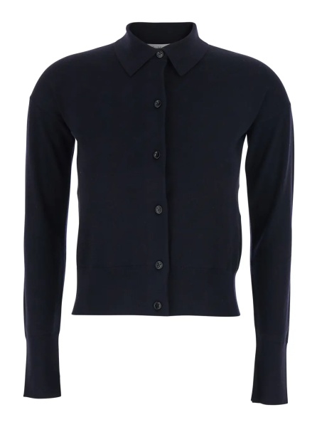 Tricou Polo 'Medeola' Blue Sweater with Polo Collar and Button Closure in Wool Blend Woman