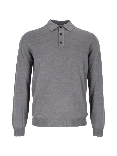 Tricou Polo MEDIUM GREY MELANGE LONG SLEEVE POLO SHIRT
