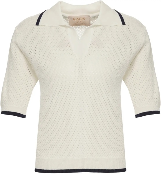 Tricou Polo Open-knit skipper polo shirt