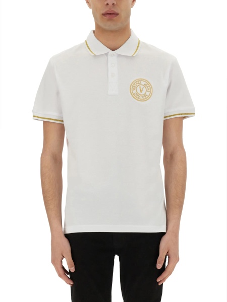 Tricou Polo Polo In Cotone Con V-Emblem