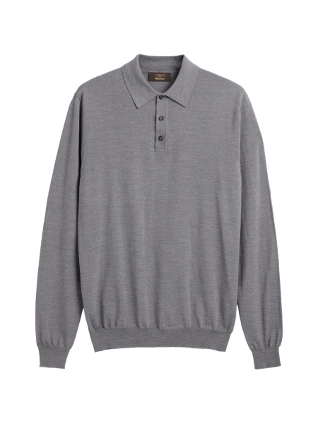 Tricou Polo SLOWEAR ZANONE gri din poliamida si lana
