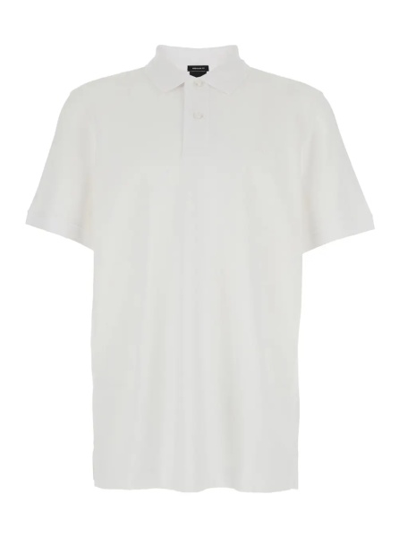 Tricou Polo White Polo with Button Closure in Cotton Man