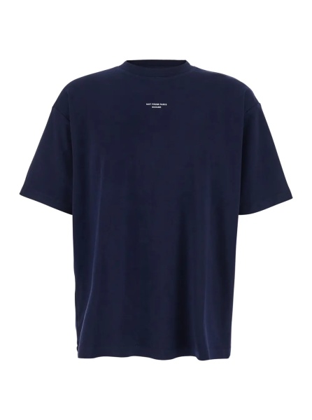 Tricou T-Shirt 'Le T-Shirt Slogan Classique' Crew Neck with Slogan Print Detail on the Front in Blue Cotton for Men